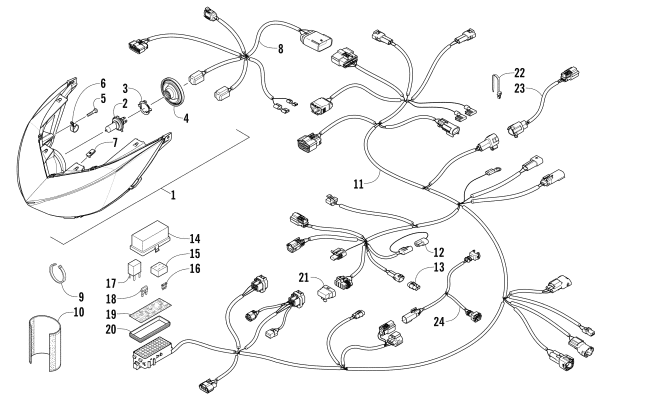 Parts Diagram for Arctic Cat 2017 ZR 6000 SNO PRO ES 137 SNOWMOBILE HEADLIGHT AND WIRING ASSEMBLIES