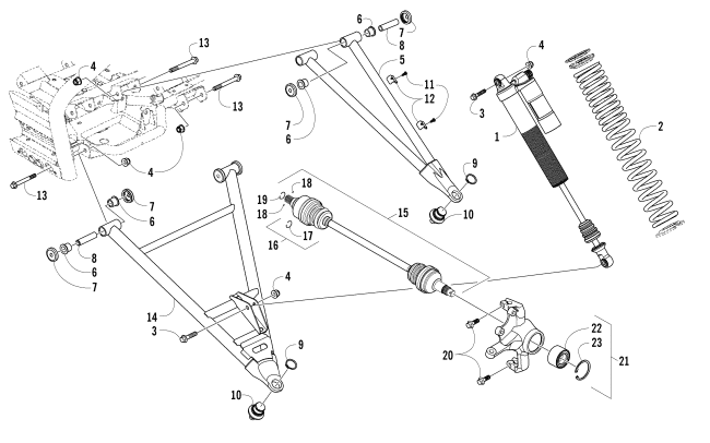Parts Diagram for Arctic Cat 2014 WILDCAT 1000 LTD ATV FRONT SUSPENSION ASSEMBLY