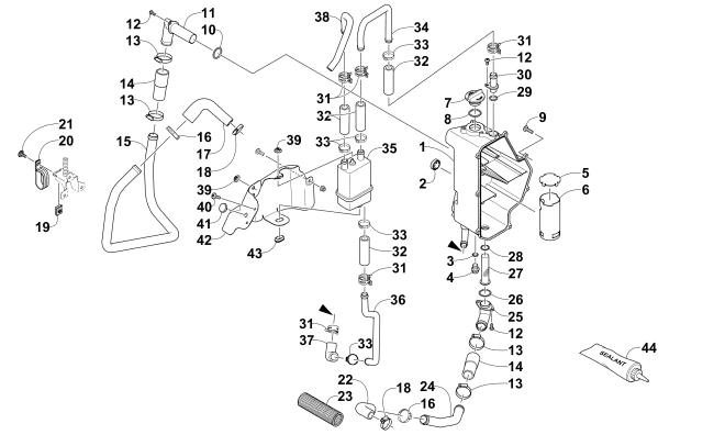 Parts Diagram for Arctic Cat 2015 PANTERA 7000 SNOWMOBILE OIL TANK ASSEMBLY