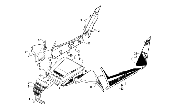 Parts Diagram for Arctic Cat 2013 WILDCAT X ATV FRONT AND SIDE PANEL ASSEMBLIES