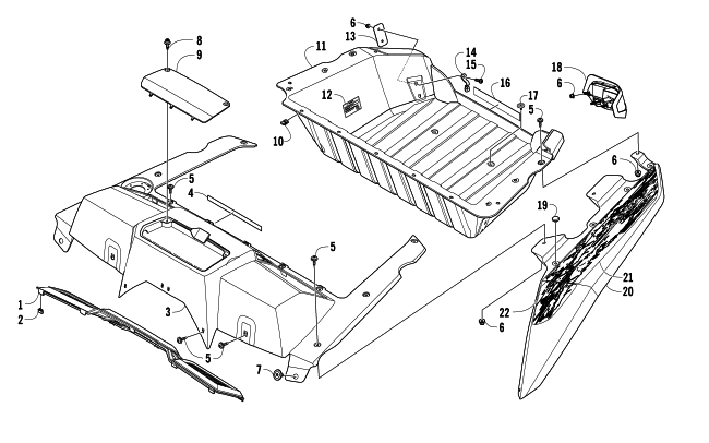 Parts Diagram for Arctic Cat 2013 WILDCAT X ATV CARGO BOX AND TAILLIGHT ASSEMBLY