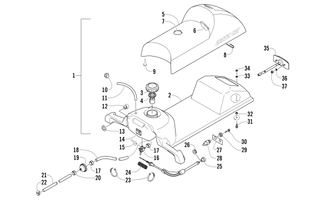 Parts Diagram for Arctic Cat 2014 ZR 120 SNOWMOBILE GAS TANK, SEAT, AND TAILLIGHT ASSEMBLY