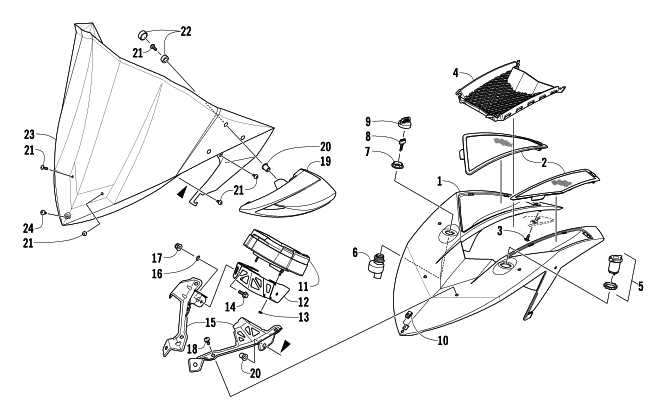 Parts Diagram for Arctic Cat 2014 XF 9000 141 CROSS-TOUR SNOWMOBILE WINDSHIELD AND INSTRUMENTS ASSEMBLIES