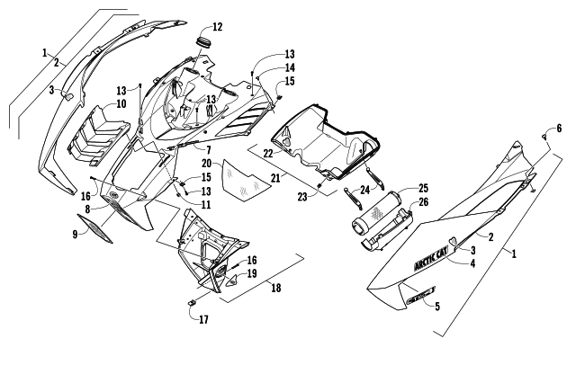 Parts Diagram for Arctic Cat 2014 M 9000 SNO PRO 162 SNOWMOBILE HOOD AND AIR INTAKE ASSEMBLY