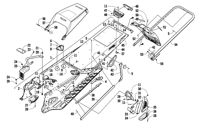 Parts Diagram for Arctic Cat 2014 XF 9000 137 LXR SNOWMOBILE TUNNEL AND SNOWFLAP ASSEMBLY