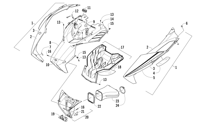 Parts Diagram for Arctic Cat 2014 XF 8000 137 LXR SNOWMOBILE HOOD AND AIR INTAKE ASSEMBLY