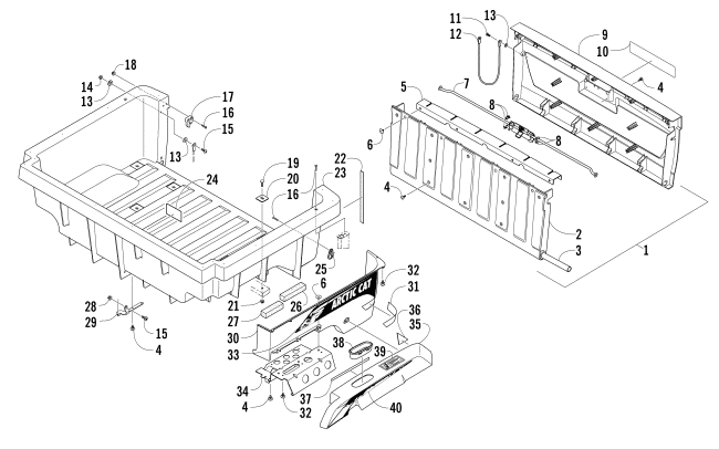 Parts Diagram for Arctic Cat 2014 PROWLER 700 XTX ATV CARGO BOX AND TAILGATE ASSEMBLY