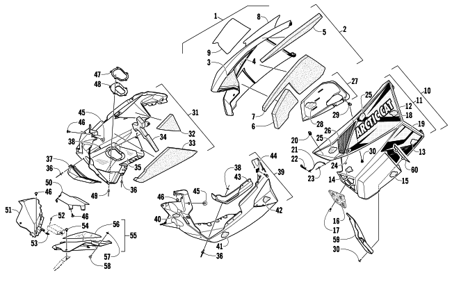 Parts Diagram for Arctic Cat 2014 XF 8000 141 CROSS-TOUR SNOWMOBILE SKID PLATE AND SIDE PANEL ASSEMBLY