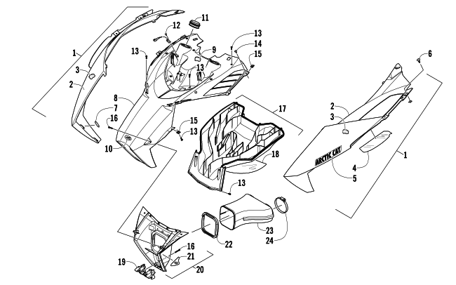 Parts Diagram for Arctic Cat 2014 XF 8000 141 CROSS-COUNTRY SNOWMOBILE HOOD AND AIR INTAKE ASSEMBLY