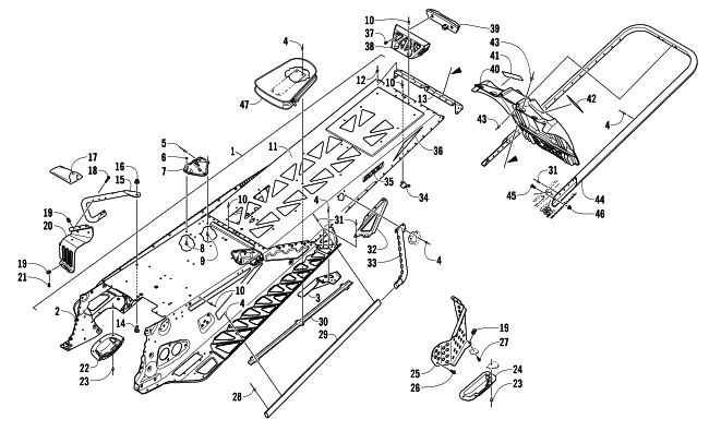 Parts Diagram for Arctic Cat 2014 XF 8000 141 HIGH COUNTRY SNO PRO SNOWMOBILE TUNNEL, REAR BUMPER, AND SNOWFLAP ASSEMBLY