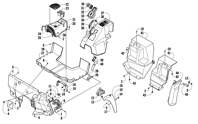 Parts Diagram for Arctic Cat 2014 PROWLER 1000 XTZ ATV CONSOLE AND FLOOR PANEL ASSEMBLY
