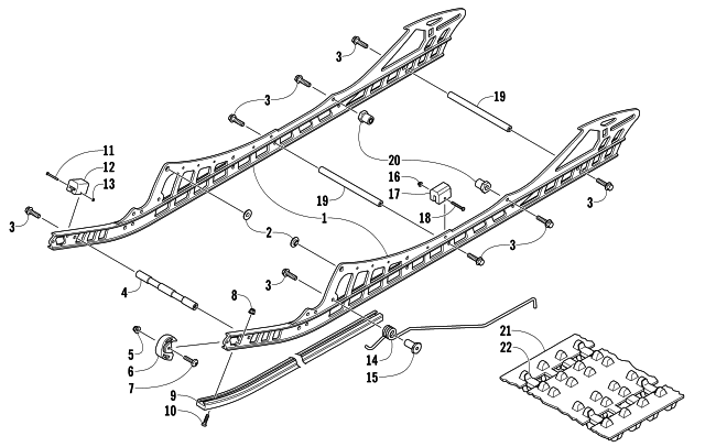 Parts Diagram for Arctic Cat 2014 M 6000 SNO PRO 153 SNOWMOBILE SLIDE RAIL AND TRACK ASSEMBLY