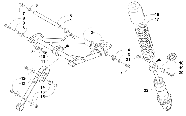 Parts Diagram for Arctic Cat 2015 M 6000 153 SNOWMOBILE REAR SUSPENSION FRONT ARM ASSEMBLY