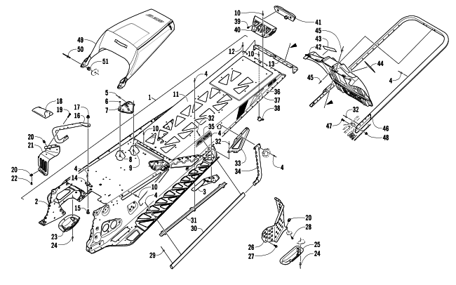 Parts Diagram for Arctic Cat 2014 M 8000 SNO PRO LTD ES 153 SNOWMOBILE TUNNEL, REAR BUMPER, AND SNOWFLAP ASSEMBLY
