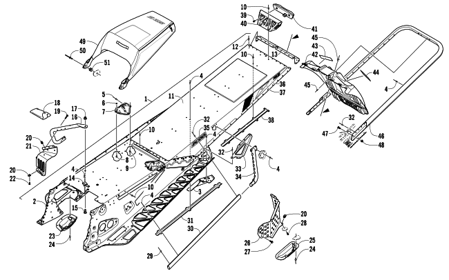 Parts Diagram for Arctic Cat 2014 M 8000 SNO PRO LTD ES 162 SNOWMOBILE TUNNEL, REAR BUMPER, AND SNOWFLAP ASSEMBLY
