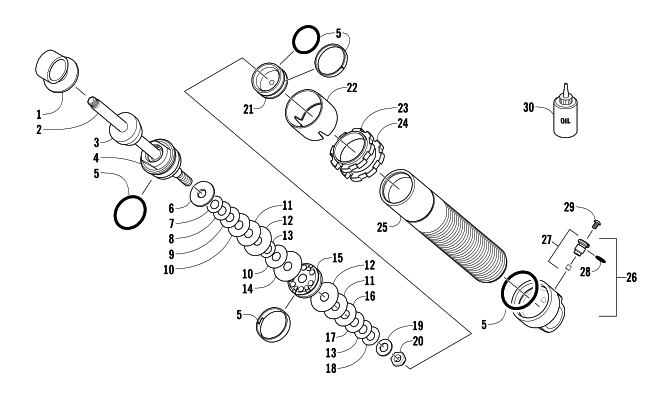 Parts Diagram for Arctic Cat 2014 M 8000 153 SNOWMOBILE FRONT SUSPENSION SHOCK ABSORBER