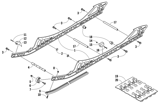 Parts Diagram for Arctic Cat 2014 M 8000 SNO PRO 162 SNOWMOBILE SLIDE RAIL AND TRACK ASSEMBLY