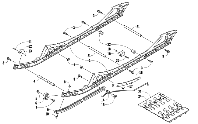 Parts Diagram for Arctic Cat 2014 M 8000 HCR 153 SNOWMOBILE SLIDE RAIL AND TRACK ASSEMBLY