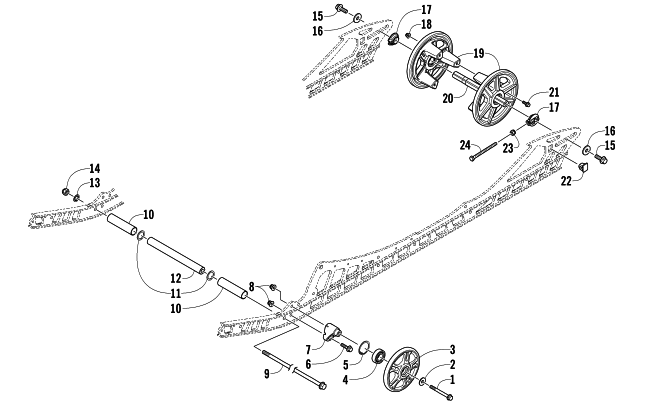 Parts Diagram for Arctic Cat 2014 M 9000 HCR 162 SNOWMOBILE IDLER WHEEL ASSEMBLY