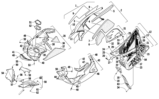 Parts Diagram for Arctic Cat 2014 M 8000 HCR 153 SNOWMOBILE SKID PLATE AND SIDE PANEL ASSEMBLY