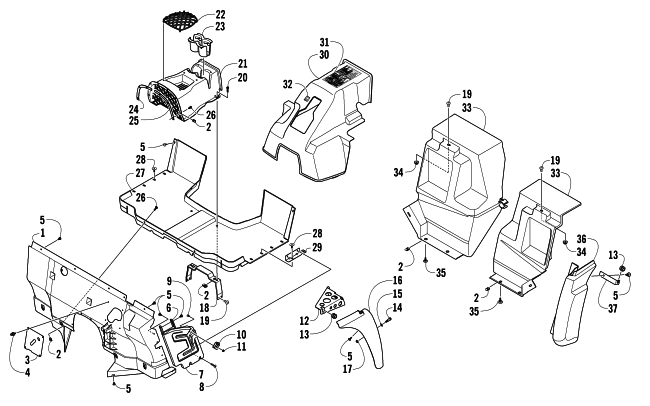 Parts Diagram for Arctic Cat 2014 PROWLER 700 XTX ATV CONSOLE AND FLOOR PANEL ASSEMBLY