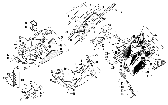 Parts Diagram for Arctic Cat 2014 M 9000 153 SNOWMOBILE SKID PLATE AND SIDE PANEL ASSEMBLY