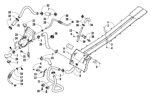 Parts Diagram for Arctic Cat 2014 M 9000 SNO PRO 162 SNOWMOBILE COOLING ASSEMBLY