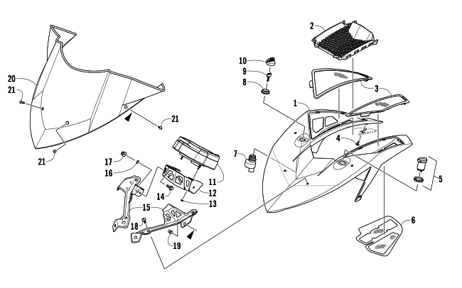 Parts Diagram for Arctic Cat 2014 M 9000 HCR 162 SNOWMOBILE WINDSHIELD AND INSTRUMENTS ASSEMBLIES