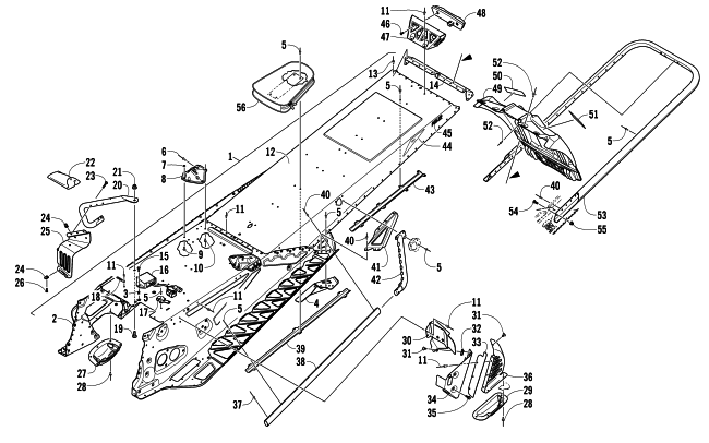 Parts Diagram for Arctic Cat 2014 M 9000 HCR 162 SNOWMOBILE TUNNEL, REAR BUMPER, AND SNOWFLAP ASSEMBLY