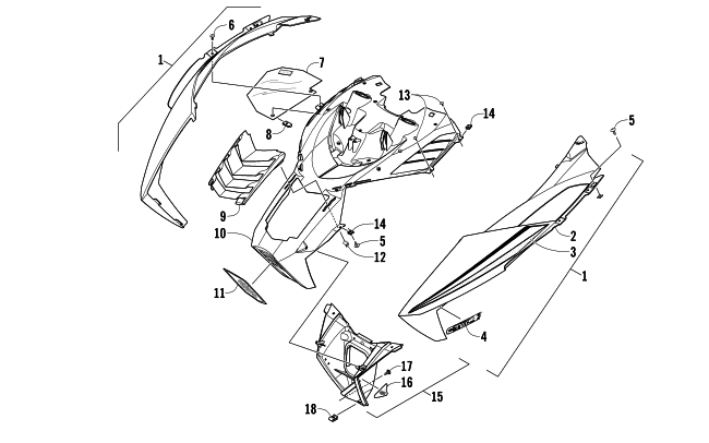Parts Diagram for Arctic Cat 2014 XF 7000 137 LXR SNOWMOBILE HOOD ASSEMBLY