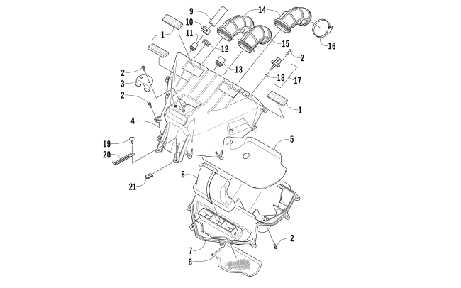 Parts Diagram for Arctic Cat 2015 XF 7000 CROSS-COUNTRY 141 SNOWMOBILE AIR INTAKE ASSEMBLY