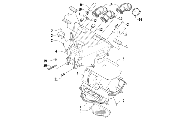 Parts Diagram for Arctic Cat 2017 XF 7000 CROSSTREK EARLY BUILD SNOWMOBILE AIR INTAKE ASSEMBLY