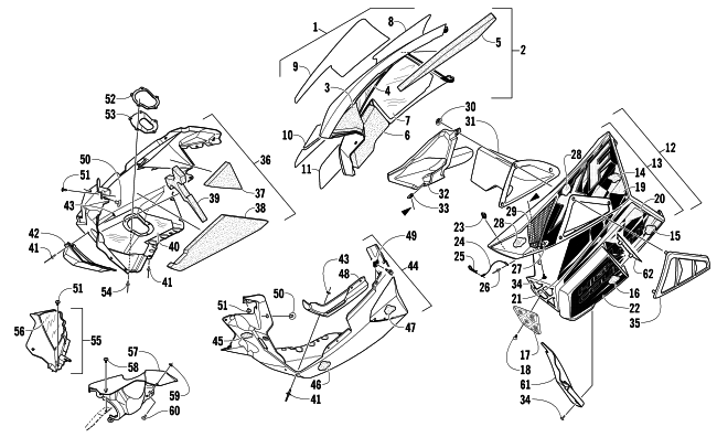 Parts Diagram for Arctic Cat 2014 XF 9000 HIGH COUNTRY SNOWMOBILE SKID PLATE AND SIDE PANEL ASSEMBLY