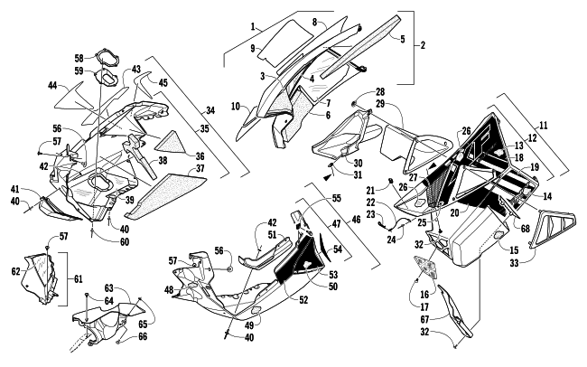 Parts Diagram for Arctic Cat 2014 XF 9000 HIGH COUNTRY LTD SNOWMOBILE SKID PLATE AND SIDE PANEL ASSEMBLY