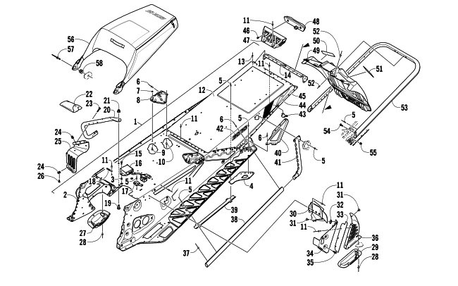 Parts Diagram for Arctic Cat 2014 ZR 9000 SNO PRO LTD SNOWMOBILE TUNNEL, REAR BUMPER, AND SNOWFLAP ASSEMBLY