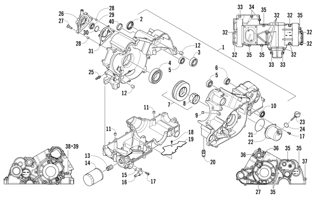 Parts Diagram for Arctic Cat 2013 WILDCAT 1000 LATE BUILD ATV CRANKCASE ASSEMBLY