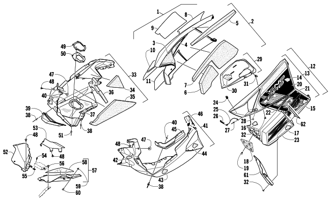 Parts Diagram for Arctic Cat 2014 ZR 8000 SNO PRO SNOWMOBILE SKID PLATE AND SIDE PANEL ASSEMBLY