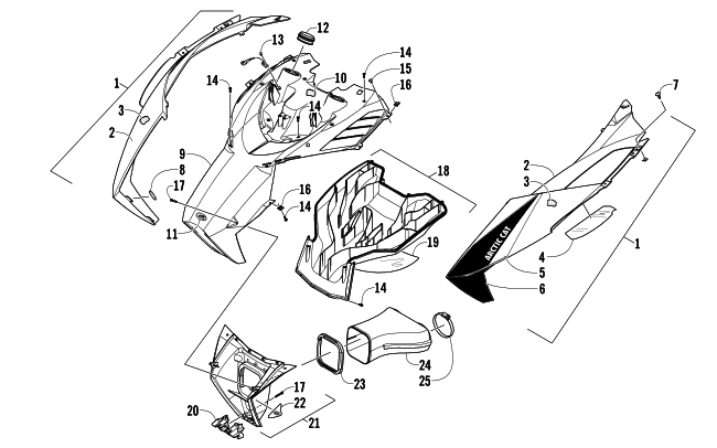 Parts Diagram for Arctic Cat 2014 ZR 8000 SNO PRO RR SNOWMOBILE HOOD AND AIR INTAKE ASSEMBLY