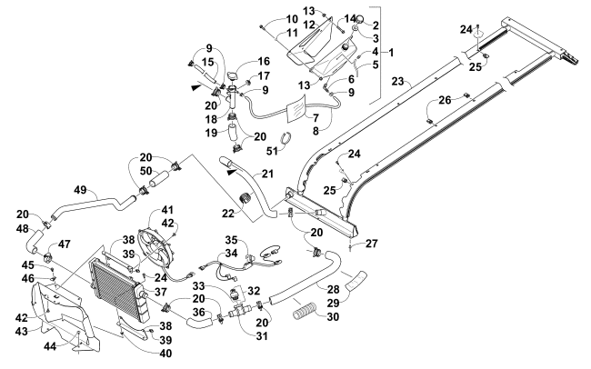 Parts Diagram for Arctic Cat 2014 BEARCAT Z1 XT GS SNOWMOBILE COOLING ASSEMBLY