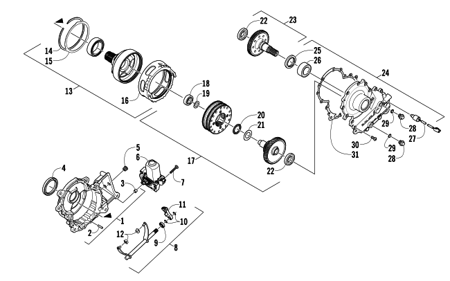 Parts Diagram for Arctic Cat 2014 BEARCAT Z1 XT GS SNOWMOBILE GEARCASE ASSEMBLY