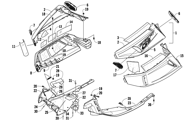 Parts Diagram for Arctic Cat 2014 BEARCAT Z1 XT GS SNOWMOBILE SKID PLATE AND SIDE PANEL ASSEMBLY