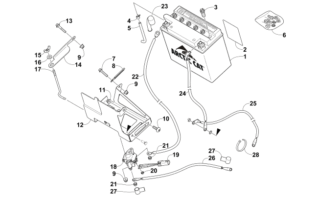 Parts Diagram for Arctic Cat 2018 BEARCAT 2000 XT SNOWMOBILE BATTERY AND TRAY ASSEMBLY