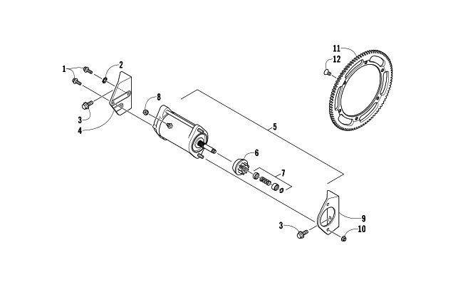 Parts Diagram for Arctic Cat 2016 BEARCAT 2000 LT SNOWMOBILE ELECTRIC START - STARTER MOTOR ASSEMBLY
