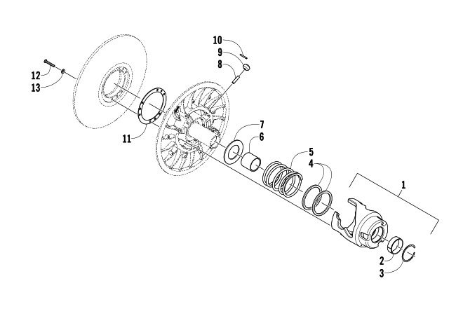 Parts Diagram for Arctic Cat 2014 BEARCAT 570 XT SNOWMOBILE DRIVEN CLUTCH