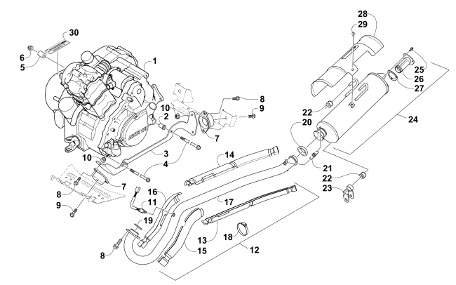 Parts Diagram for Arctic Cat 2014 TRV 700 LTD ATV ENGINE AND EXHAUST