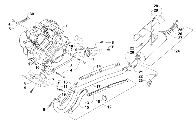 Parts Diagram for Arctic Cat 2015 TRV 700 XT ATV ENGINE AND EXHAUST