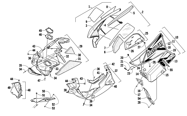 Parts Diagram for Arctic Cat 2014 ZR 5000 LXR SNOWMOBILE SKID PLATE AND SIDE PANEL ASSEMBLY