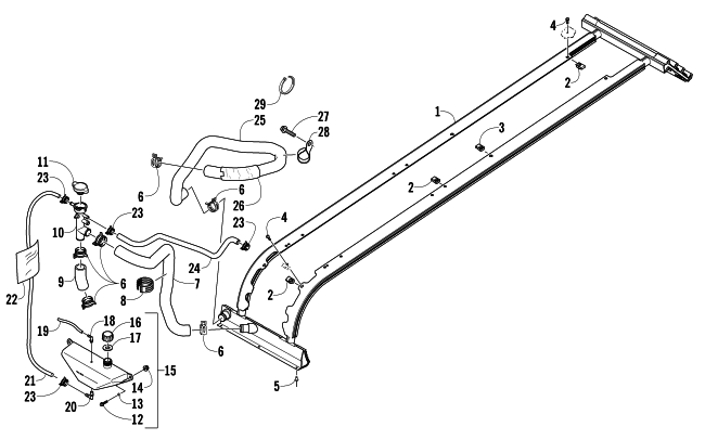 Parts Diagram for Arctic Cat 2014 TZ1 LXR SNOWMOBILE COOLING ASSEMBLY