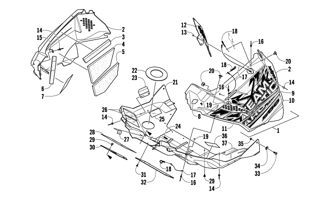 Parts Diagram for Arctic Cat 2014 SNO PRO 500 SNOWMOBILE BELLY PAN ASSEMBLY