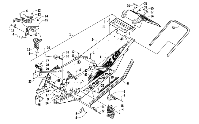 Parts Diagram for Arctic Cat 2014 SNO PRO 500 SNOWMOBILE CHASSIS, REAR BUMPER, AND SNOWFLAP ASSEMBLY